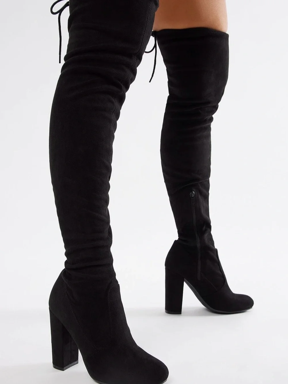 Fashion Nova Black Over-the-Knee Block Heel Boots